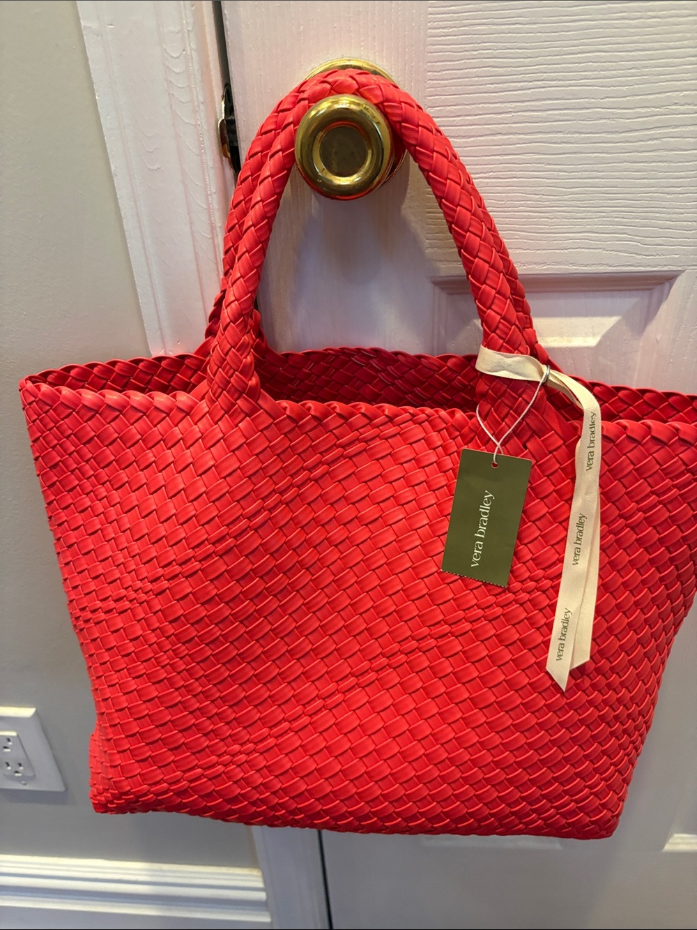 Vera Bradley Hathaway Braided Red Tote
